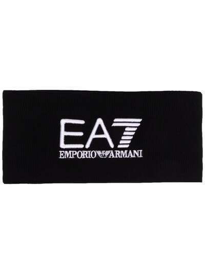 Ea7 Emporio Armani повязка на голову с вышитым логотипом