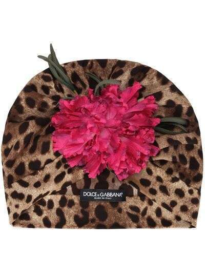 Dolce & Gabbana шапка с леопардовым принтом и аппликацией