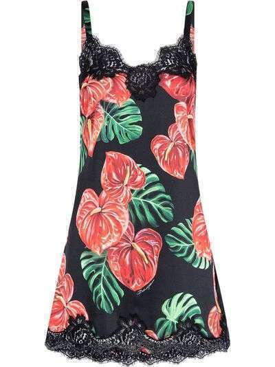Dolce & Gabbana платье-комбинация с цветочным кружевом