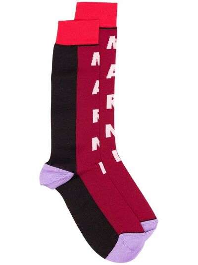 Marni носки в стиле колор-блок с логотипом