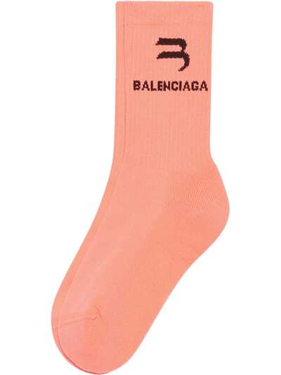 Balenciaga носки вязки интарсия в рубчик с логотипом
