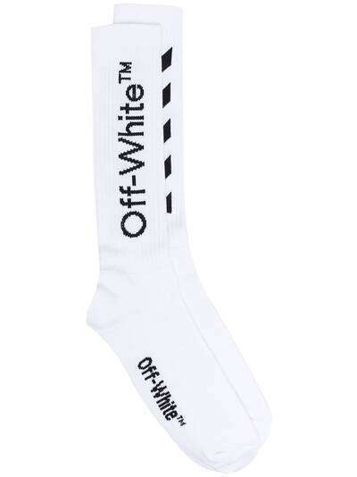 Off-White носки с диагональными полосками и логотипом