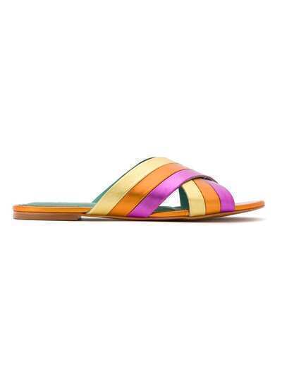 Blue Bird Shoes metallic leather Rainbow flats