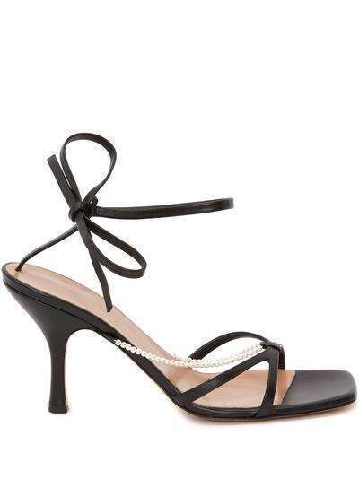 JW Anderson mismatch pearl-embellished tied-ankle sandals