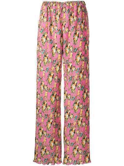 MSGM брюки с цветочным узором и плиссировкой