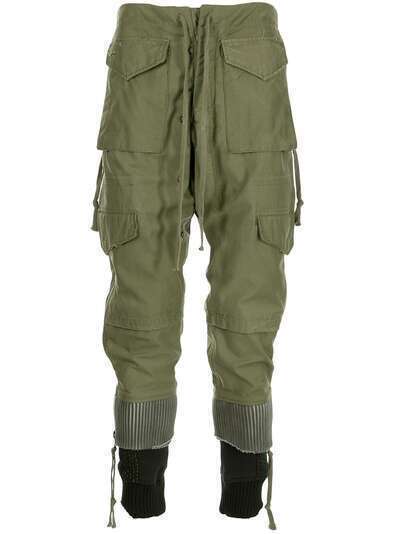 Greg Lauren брюки в стиле милитари со вставками