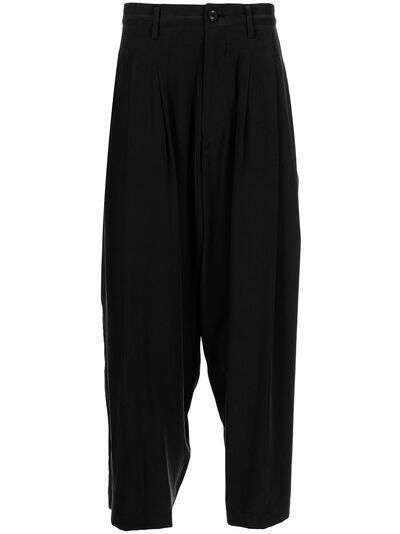 Yohji Yamamoto шелковые брюки с низким шаговым швом