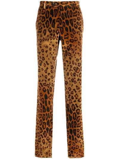 ETRO прямые брюки с леопардовым принтом