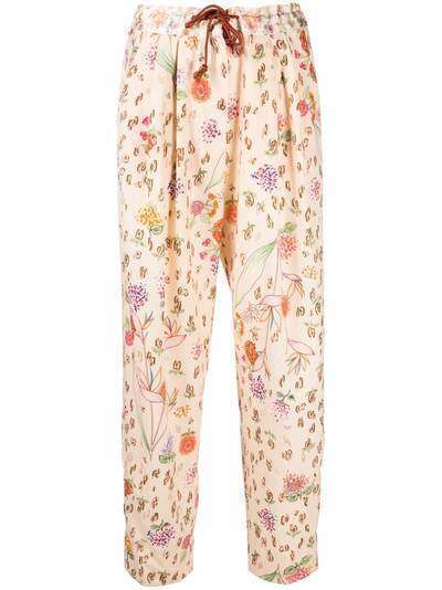 Forte Forte прямые брюки с цветочным принтом