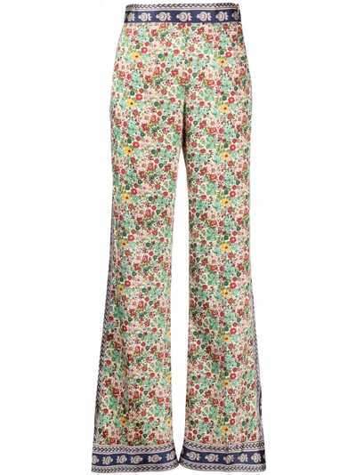 SANDRO брюки с завышенной талией и цветочным принтом