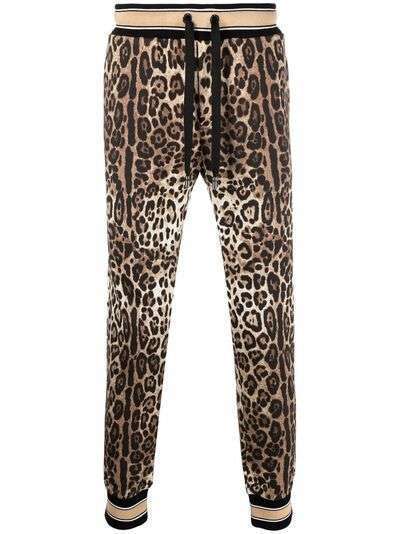 Dolce & Gabbana спортивные брюки с кулиской и леопардовым принтом