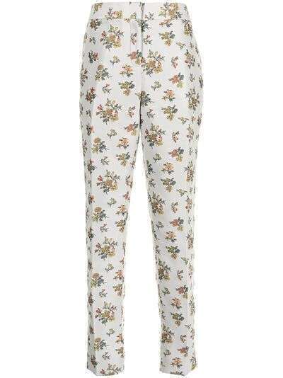 Tory Burch узкие жаккардовые брюки с цветочным узором