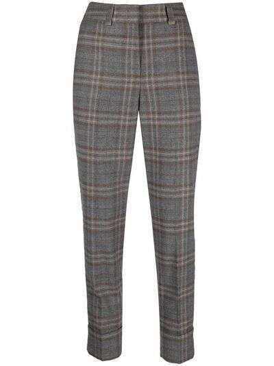 Peserico check slim-fit trousers