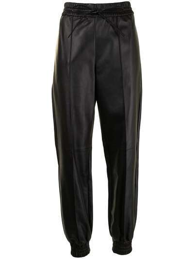 Jil Sander кожаные брюки с кулиской