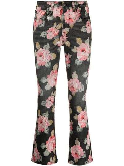 R13 укороченные брюки с цветочным принтом