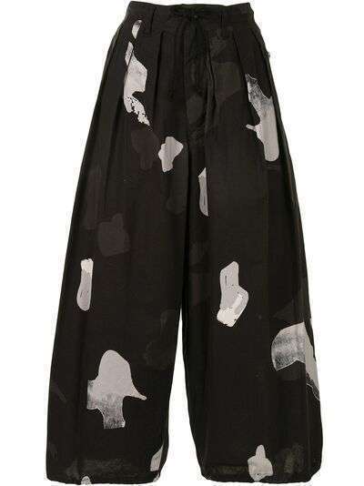 Yohji Yamamoto брюки с принтом