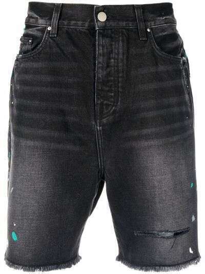 AMIRI джинсовые шорты с эффектом разбрызганной краски