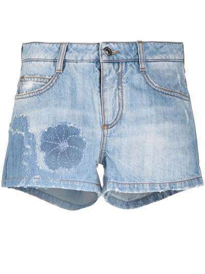 Ermanno Scervino джинсовые шорты с цветочной вышивкой