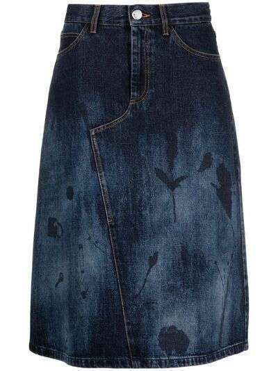Marni джинсовая юбка с цветочным принтом