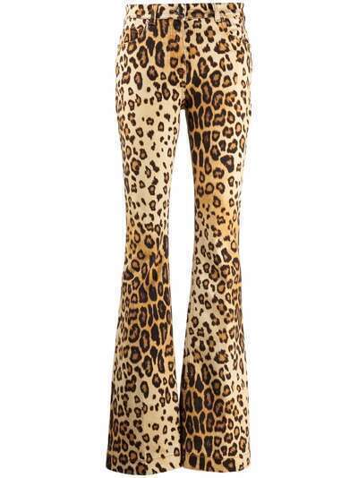 ETRO расклешенные джинсы с леопардовым принтом