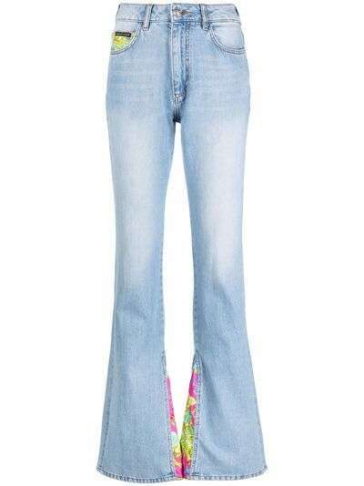 Philipp Plein расклешенные джинсы с цветочным принтом