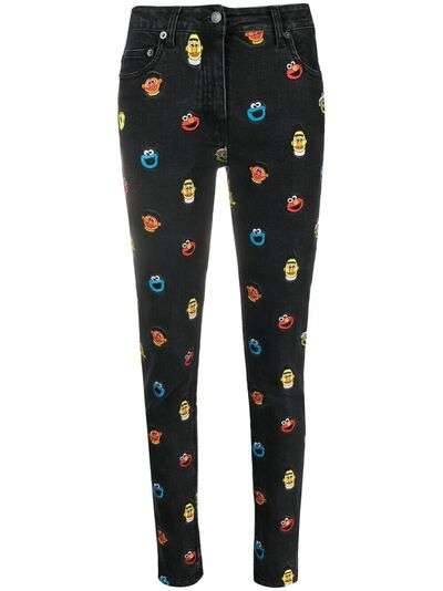 Moschino брюки скинни Sesame Street© с вышивкой