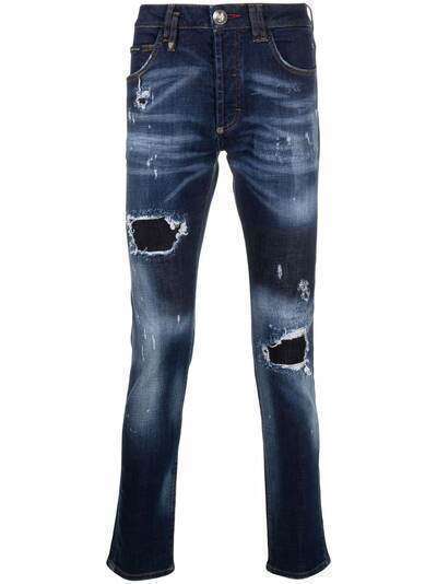 Philipp Plein джинсы Super Straight с эффектом потертости
