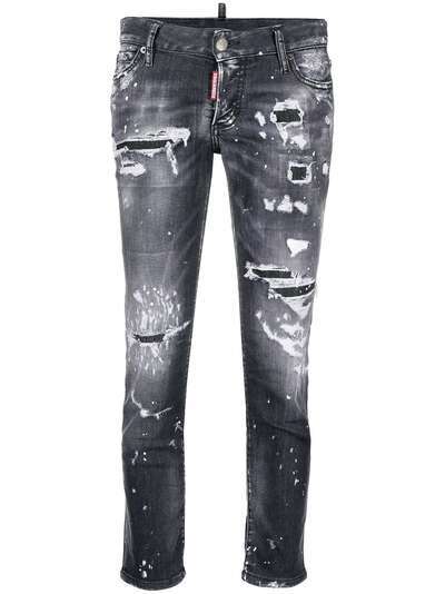 Dsquared2 укороченные джинсы скинни с эффектом потертости