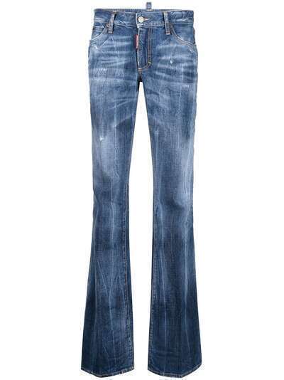 Dsquared2 расклешенные джинсы с эффектом потертости