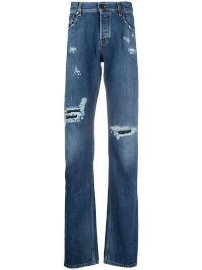Roberto Cavalli прямые джинсы с эффектом потертости