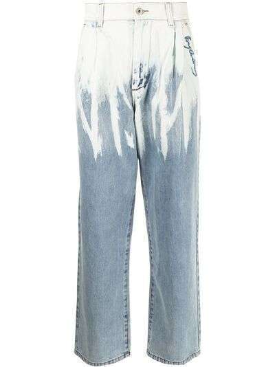 Feng Chen Wang джинсы прямого кроя с эффектом разбрызганной краски
