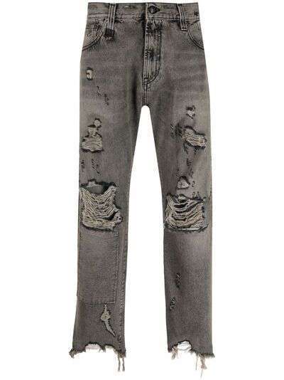 R13 прямые джинсы с эффектом потертости