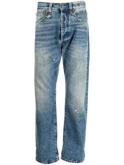 R13 прямые джинсы с эффектом потертости