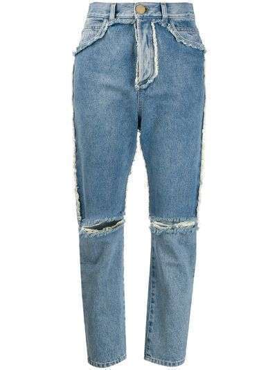 Balmain джинсы с завышенной талией и прорезями