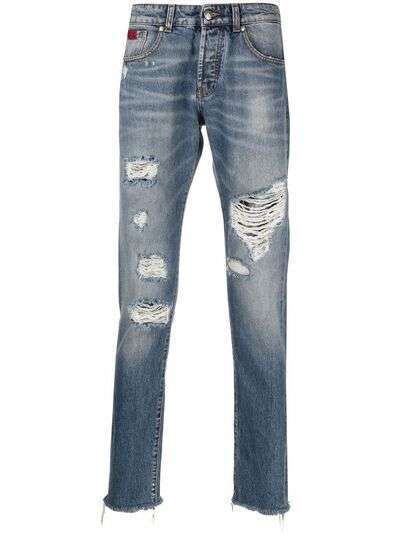 John Richmond прямые джинсы с эффектом потертости