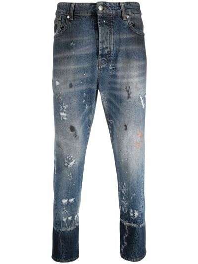 John Richmond узкие джинсы с эффектом потертости