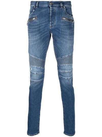 Balmain узкие джинсы со вставками в рубчик