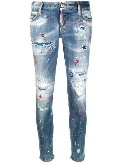 Dsquared2 декорированные джинсы с заниженной талией