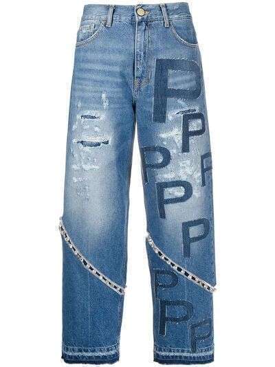 Pinko укороченные джинсы с кристаллами