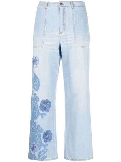 Ermanno Scervino укороченные джинсы с вышивкой