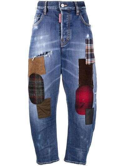 Dsquared2 укороченные джинсы в стиле пэчворк