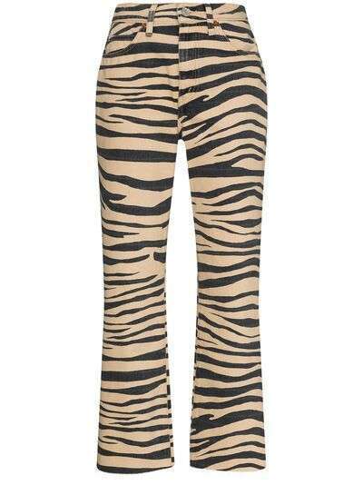 RE/DONE укороченные джинсы из винтажного денима с тигровым принтом