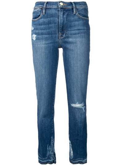 FRAME укороченные джинсы с эффектом потертости