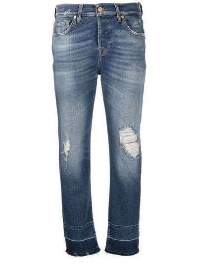 7 For All Mankind укороченные джинсы с эффектом потертости