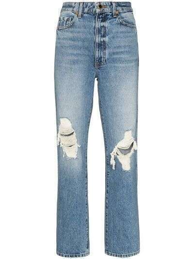 KHAITE прямые джинсы с эффектом потертости