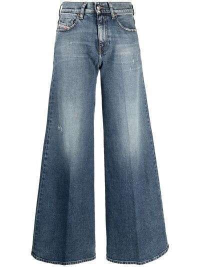 Diesel укороченные широкие джинсы с эффектом потертости