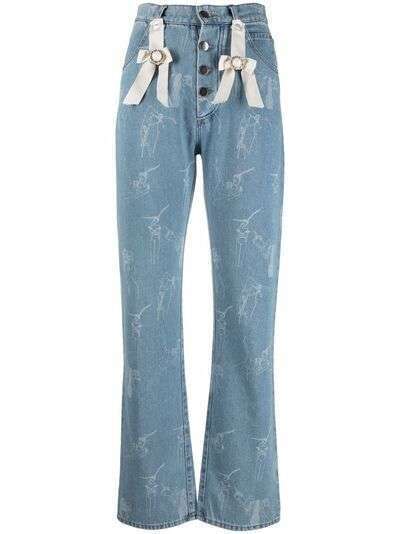 Seen Users джинсы с завышенной талией и бантами