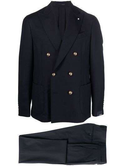 Lardini double-breasted embossed button suit
