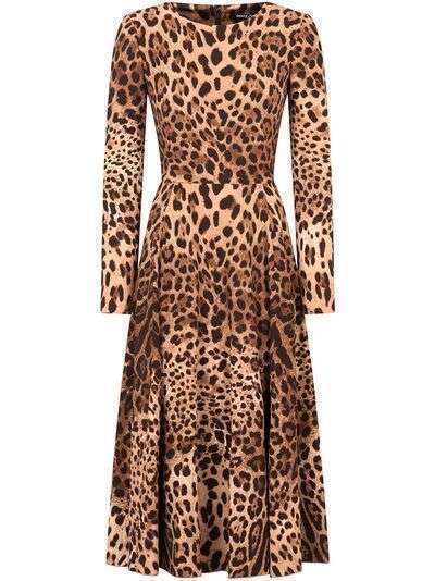 Dolce & Gabbana платье миди с леопардовым принтом