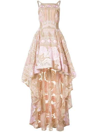 Marchesa Notte асимметричное платье с цветочным узором
